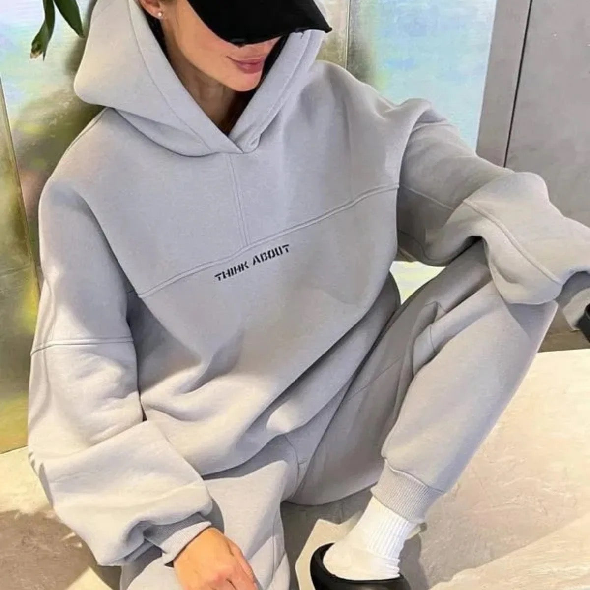 Oversized hoodie & pant set with letters