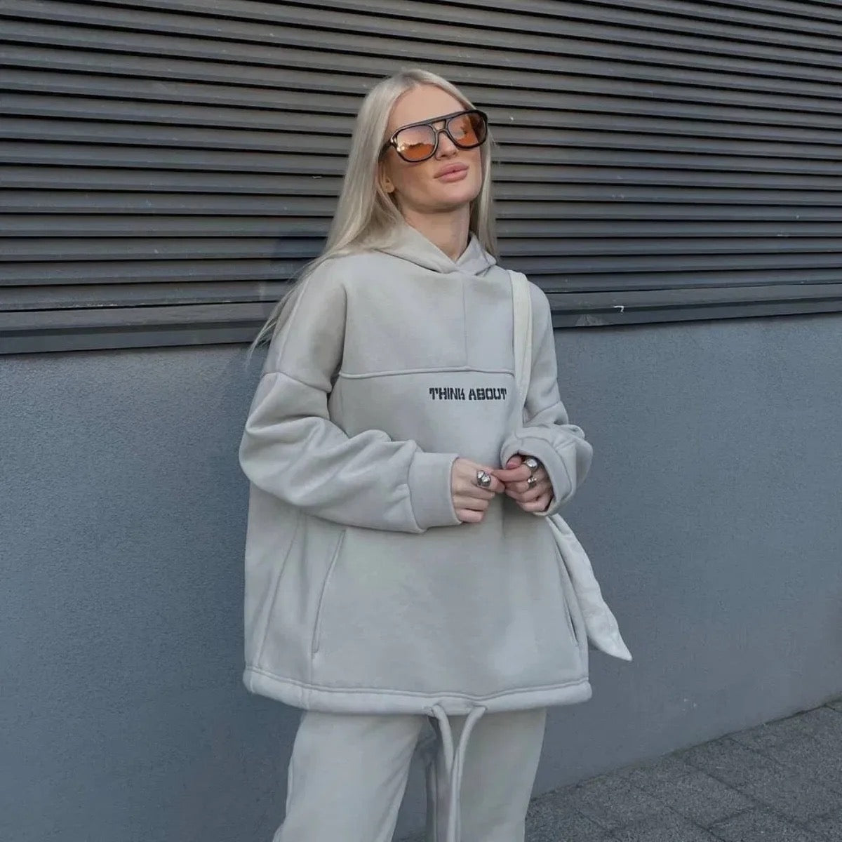 Oversized hoodie & pant set with letters