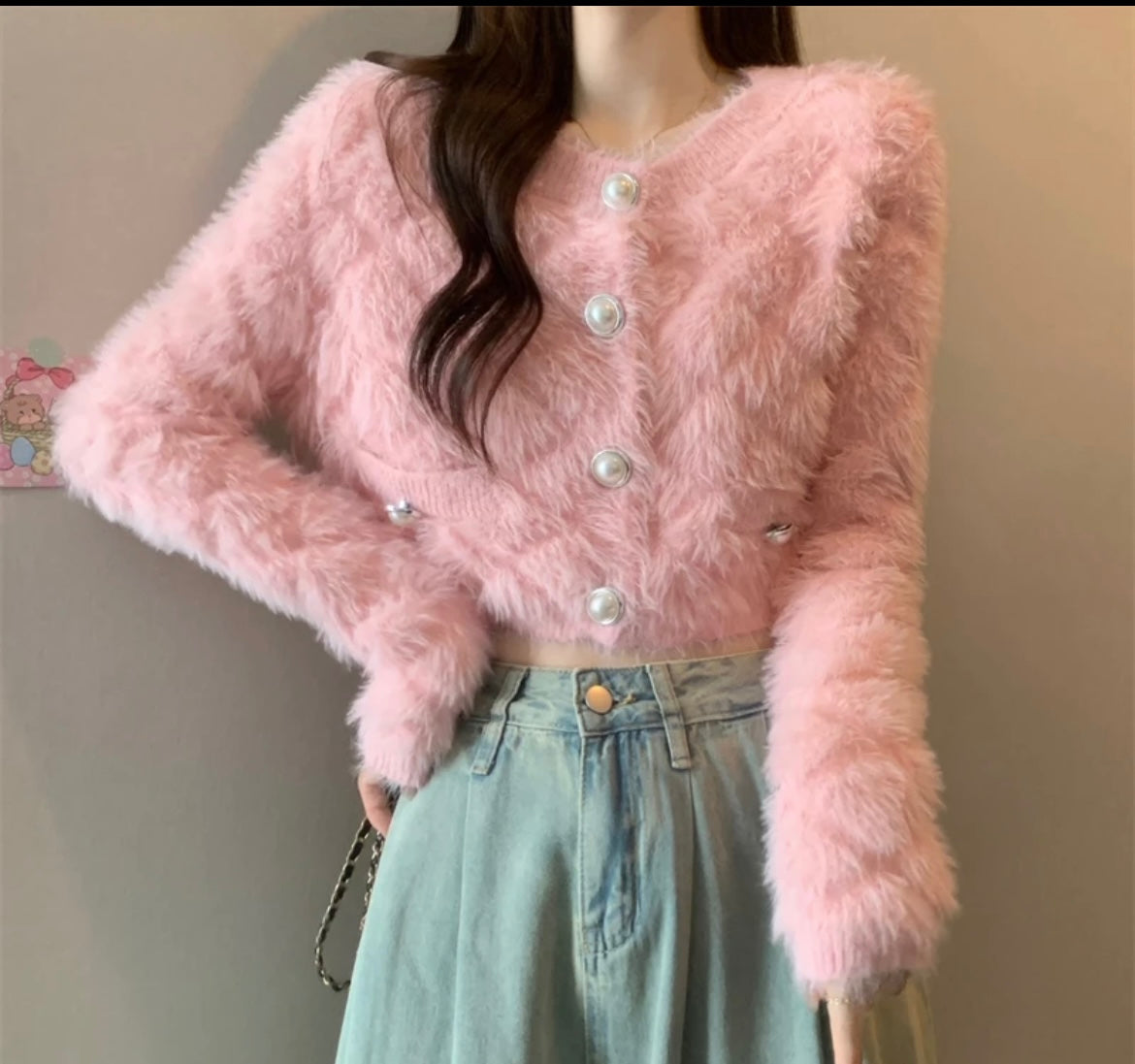 Copy of Pink fur cardigan