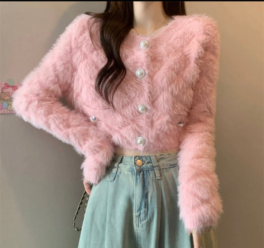 Copy of Pink fur cardigan